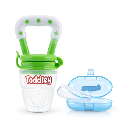 Toddley 2-Piece Baby Care Combo - Food & Fruit Nibbler, Finger Brush for 6+ Months (Green)