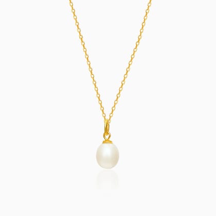 Golden Minimal Pearl Pendant with Link Chain