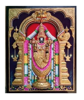 Tirupati Balaji Traditional Tanjore Painting By Authentic Handcrafted Method (Size 18x14)