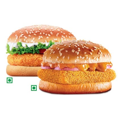 BK Veggie Burger+Veg Makhani Burst Burger.