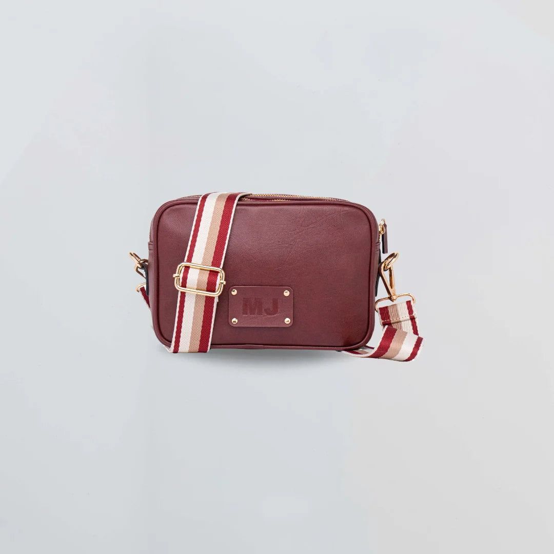 PERSONALISED DOUBLE ZIP SLING BAG - MAROON-Maroon