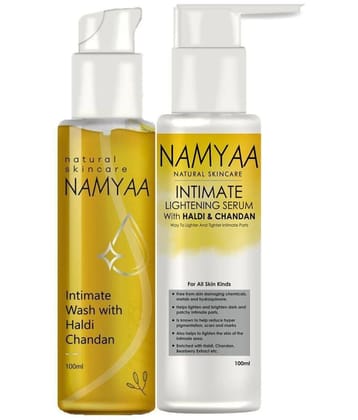 Namyaa Intimate Kit - For Dark Intimate Skin - Haldi Chandan Serum 100Ml & Intimate Wash 100Ml