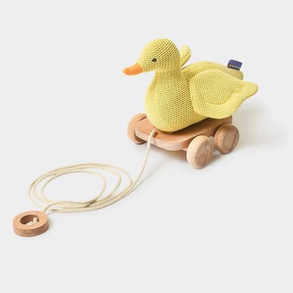 Push & Pull Duck Soft Toy-20x9x17 cm / Yellow