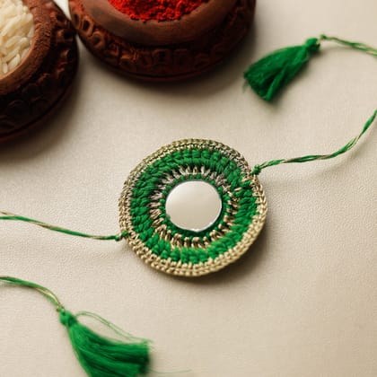 Chakra - Mirror & Crochet Work Rakhi by Abira Creations 68