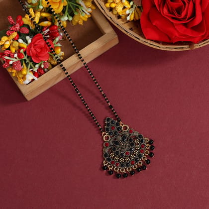 Black Color Mangalsutra (MS295BLK)-Length: 44.00 CM x Width: 0.20 CM / Black / Alloy With Good Quality Gold Plated