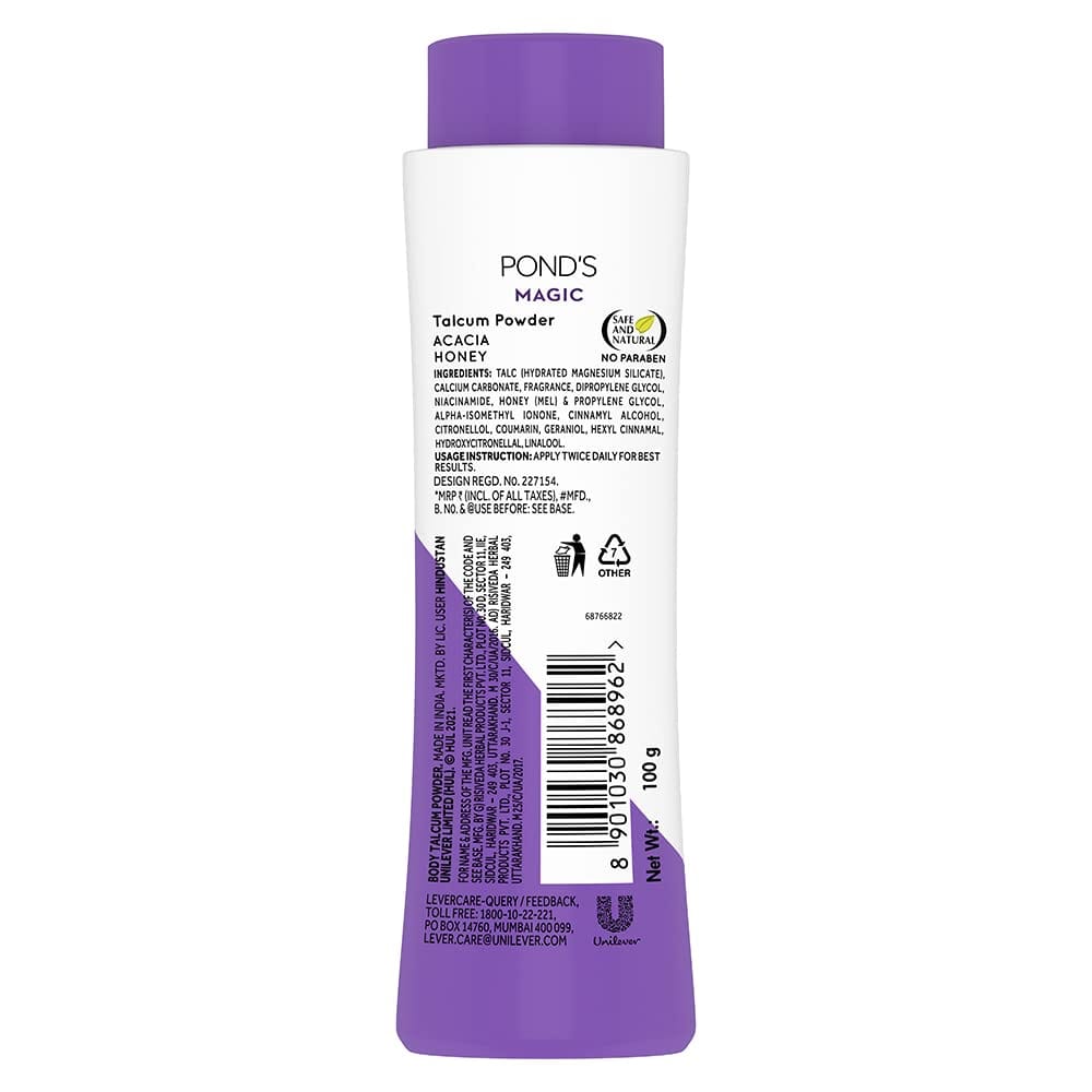 Pond's Magic Freshness Talcum Powder, Acacia Honey, Pack Of 100 G