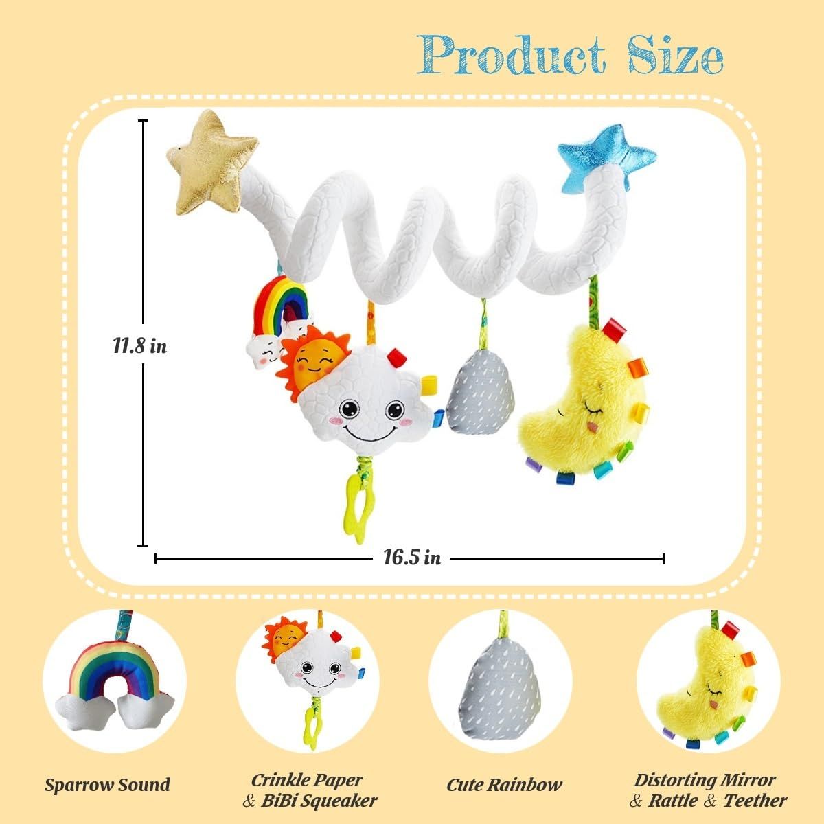 Spiral Plush Toys Hanging Stroller Toys for Kids