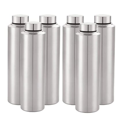 Kuber Industries Stainless Steel Water Bottle 1L, BPA Free, Non-Toxic, Rust & Odour Free, Airtight, Leak Proof, Set of 6, Pack of 5-Kuber Industries Stainless Steel Water Bottle, 1 LTR, BPA Free,