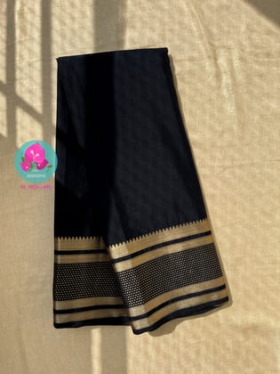 Black Semi Crape Silk Saree with zari border-XS