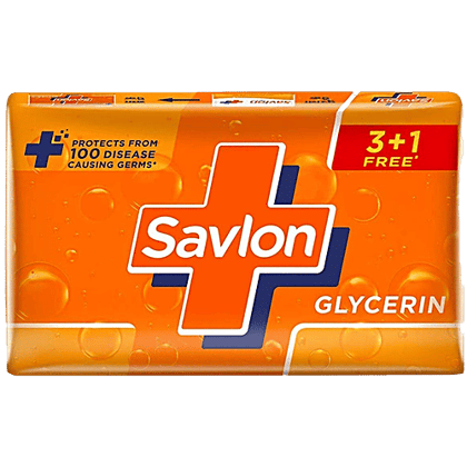 Savlon Glycerin Soap Bar With Germ Protection & Moisturisation - For Soft & Supple Skin, 125 g