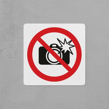 No Flash Photography Sign-Icons Only / Small i.e. 200mm × 200mm × 5mm / Sign without holes