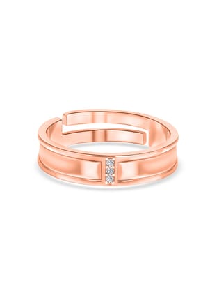 Rose Gold Adjustable Silver Band Ring For Men-Adjustable