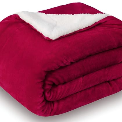 Sherpa California King Size Reversible 2in1 Blanket - Red-SINGLE