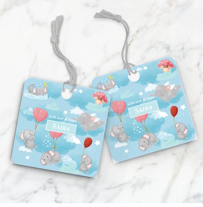 Red Balloon Ellie Gift Tag (kids)-Blue Skies