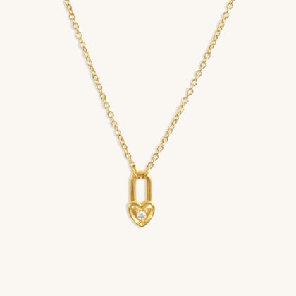 Heart Lock Necklace - 18K Gold Plated