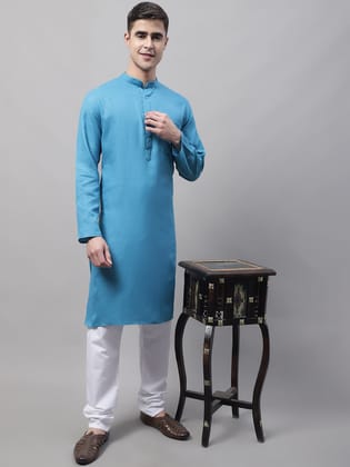 Jompers Men's Cotton Solid Kurta Payjama Sets-S / Blue