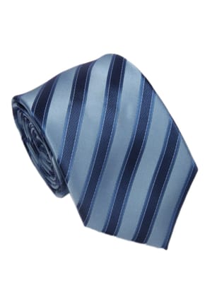 Men's Striped Formal Necktie - Light Blue-Free / Light Blue