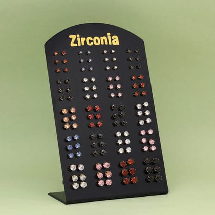 Assorted Color Stud Earrings Combo Of 60 Pairs (STUD209CMB)-Length: 0.70 CM x Width: 0.70 CM / Silver / Alloy With Good Quality Gold &amp; Silver Plated