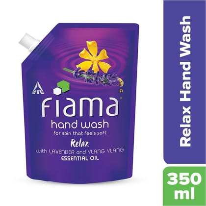 Fiama Relax moisturising Handwash with Lavendar  Ylang Ylang essential oil 350ml refill pouch-Fiama Relax moisturising Handwash with Lavendar & Ylang Ylang essential oil, 350ml refill pouch