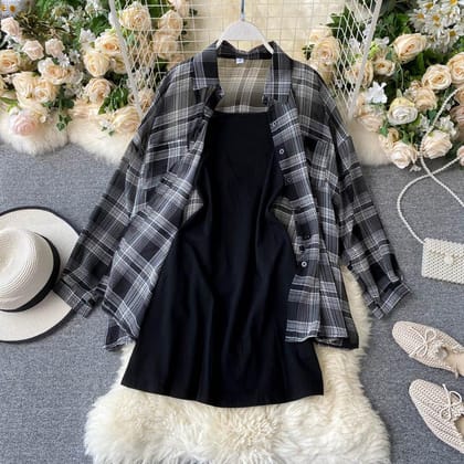 Limidous Black Sheer Coord Set (Top & Shirt)-XS