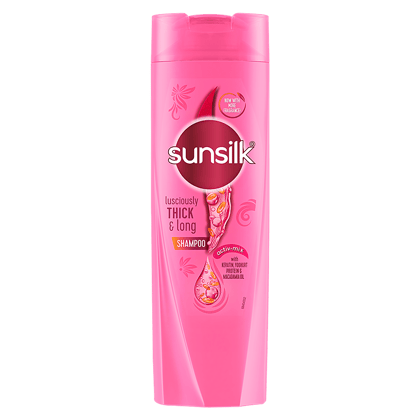 Sunsilk Lusciously Thick & Long Shampoo - With Keratin, Yoghurt Protein & Macadamia Oil, For 2X Thicker & Fuller Hair, 180 Ml