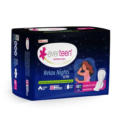 everteen XXL Relax Nights Ultra Thin 40 Sanitary Pads with Neem and Safflower-1 Pack
