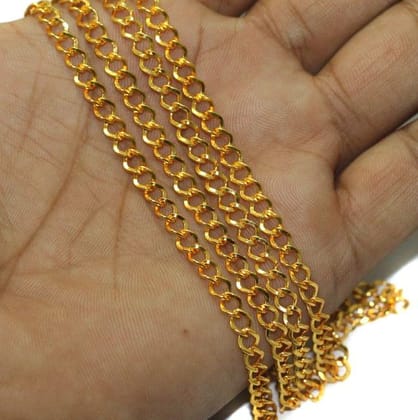 1 Mtr Metal Chain Golden, Link Size 6X5mm-Golden / Iron