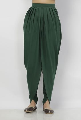 Irvin Plain Bottle Green Cotton Dhoti-S