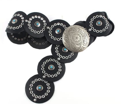 Blue Stone Disc Belt-Silver