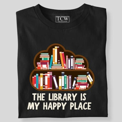 THE LIBRARY IS MY HAPPY PLACE SHELF-Black / S