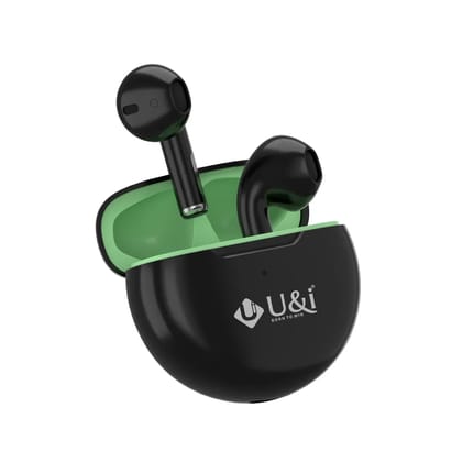 U&i Mood Series 22 Hours Battery Backup True Wireless Stereo with Mic-Black-Green