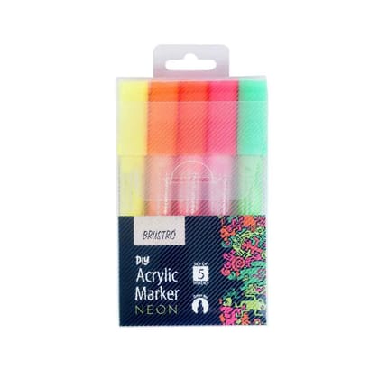 Brustro Diy Acrylic Marker Neon Set Of 5 Shades