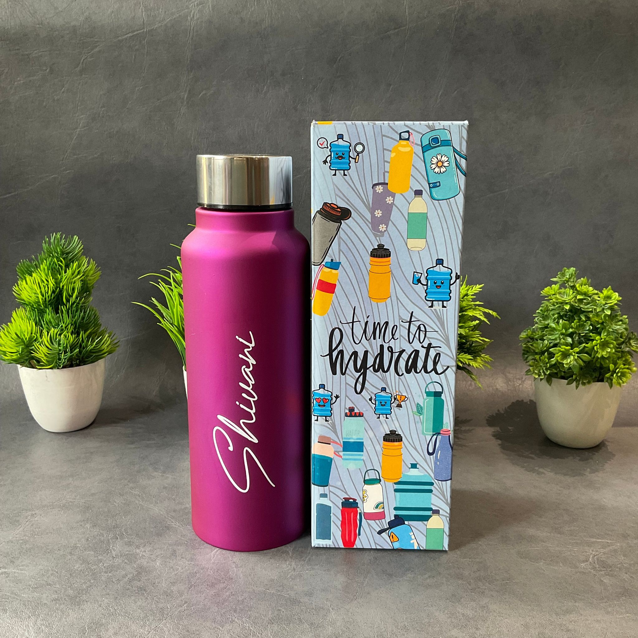 Metallic Pink Personalized Bottle 750ml-Cardboard Box