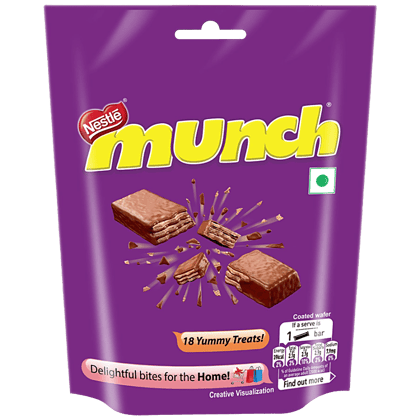 Nestle Munch Chocolate Coated Wafer Bar, Crunchy, 8.9 G (18 Pcs)