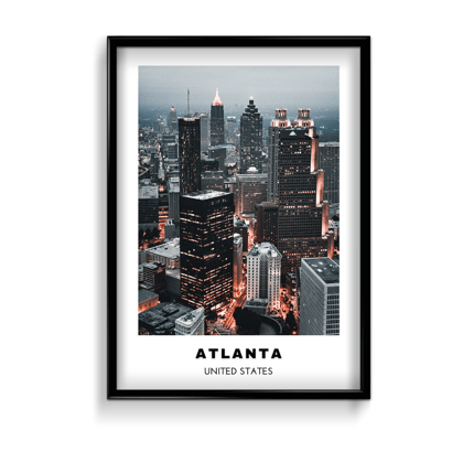 Atlanta Colored City Art-A4 / Art Paper Print / Black Frame