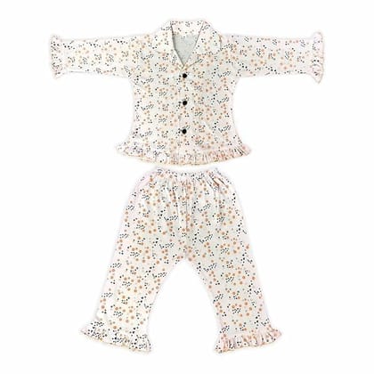 Kids and BEBS Knight Wear for Kids Top and Pajama Set It's Made with Pure Cotton This Night Suit is Suitable for (1 year to 2 Years) Old Boys and Girls Set of 2 (Cream colour)