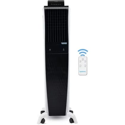 Symphony 55 Ltr Tower Air Cooler with 3 Sided Honeycomb Cooling Pads (Black)