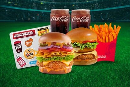 2 Premium Veg Burgers + 2 Beverages + Fries