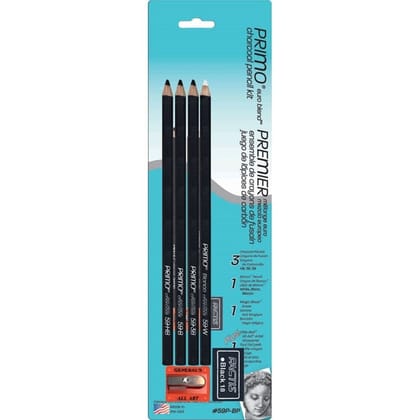 General Pencil Primo Euro Blend Charcoal Pencil Kit Set Of 6 Pcs