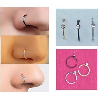 Beautiful Nose Pin Black Gold Silver