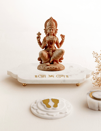 MARBLE MANDIR SUBH LABH TRAY & FOOTPRINT SET