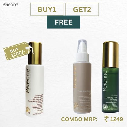 Combo_12 (Buy Glow Booster Invisible Makeup Setting Spray Get Free Hair Strengthening Oil & Oil Control Clarifying Toner 50 ml