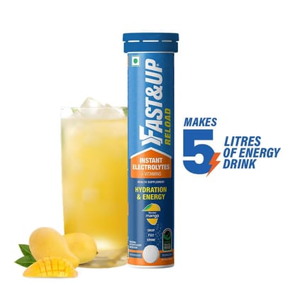 Fast  Up Reload electrolyte energy and hydration - sports drink - 20 effervescent tablets - Mango flavour-Fast & Up Reload electrolyte energy and hydration - sports drink - 20 effervescent tablet