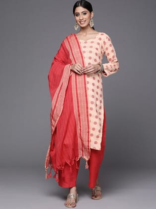 Women Printed Pure Cotton Kurta With Palazzos & Dupatta