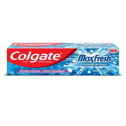 Colgate Maxfresh Toothpaste, Blue Gel Paste With Menthol For Super Fresh Breath, 150G (Peppermint Ice)