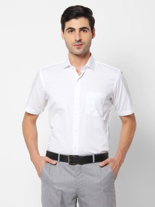 White Solid Formal Shirt-L/40