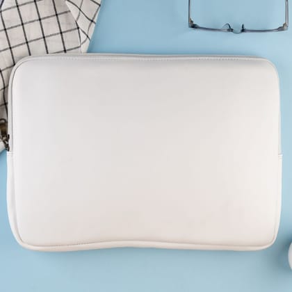 White Leather Laptop Sleeve-White Leather Laptop Sleeve