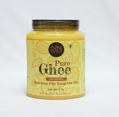 Pure Berry's Natural Cow Ghee, 100% Pure Cow Ghee for Better Digestion and Immunity Rich in Taste and Aroma (Net 1ltr Pack)