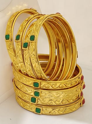 Jewels Kafe Gold Plated Bangle Set (Pack of 8)-2.4