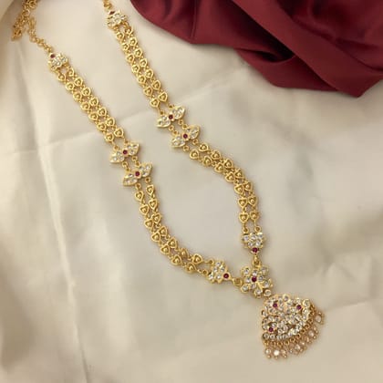 Impon Gold-Plated Haram With Red And White Stones